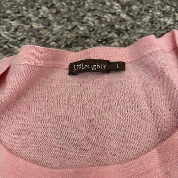 J MCLAUGHIN • Women’s Pink Modal Cotton Crewneck Sweater Button Cuff Detail Sz L - Picture 4 of 6